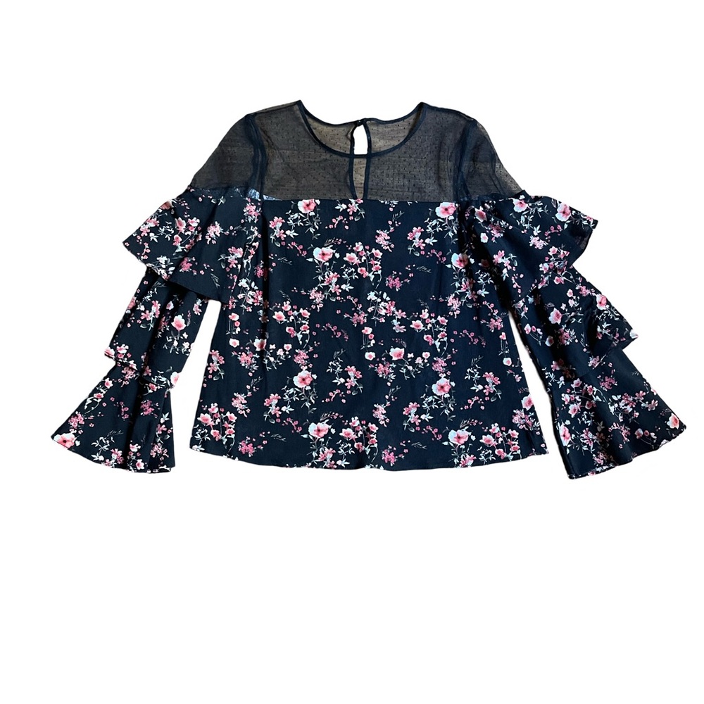 Floral Black and Pink Women's Top